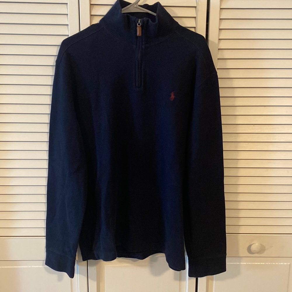 Mens - navy sweater quarter-zip pullover